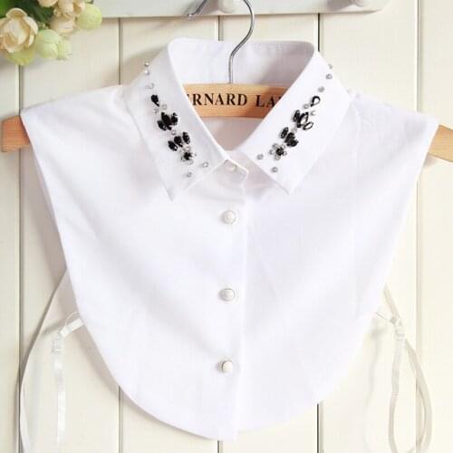 False Collar Blouse Mujer Embroidery Kraagie Nep Vestudo Women Fake Collar Beaded Dickey Chiffon Trendy Accessories Spring Peto