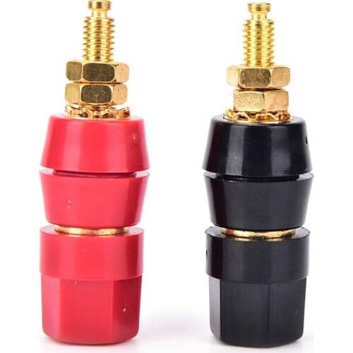 1 Pair Banana Plugs Couple Terminals Red Black Connector Amplifier Terminal Binding Post Banana Speaker Plug Jack New Arrival