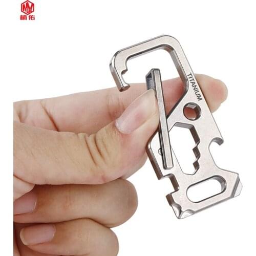 1PC Titanium Alloy Keychain Quick Hook Hanging Buckle Carabiner Wrench Opener Keychain Combination Tool EDC Multitool
