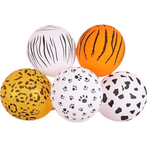 10pcs Animal Latex Balloons Cow Leopard Tiger Balloon Forest Jungle Theme Party Decoration Kids Birthday Inflate Globos