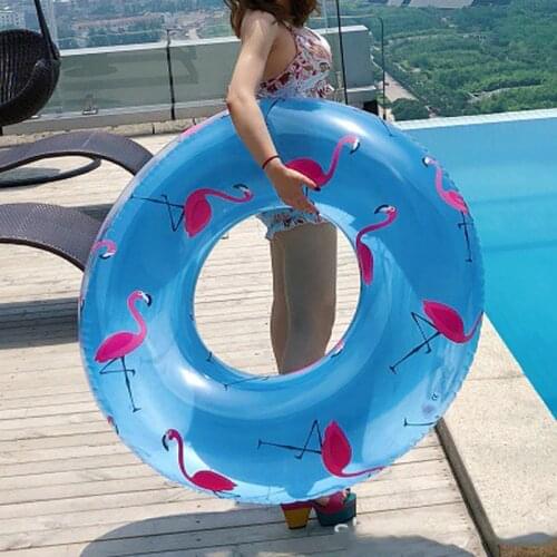 107CM Giant Flamingo/Pineapple Print Swimming Ring Women Adult Inflatable Pool Float Summer Water Toys Air Mattress Boia Piscina
