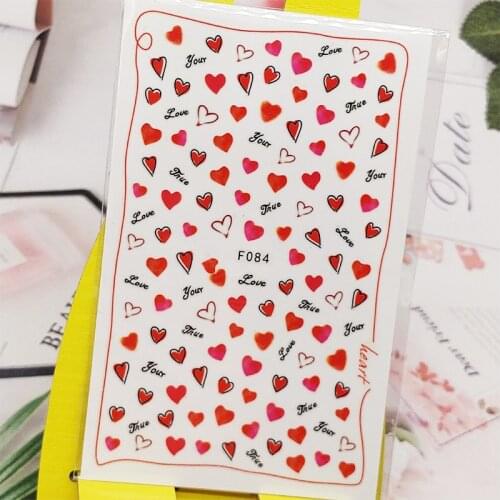3D Stickers for Nails Love Heart Designs Nail Art Decorations Foil Decals Wraps Manicure Accessories Decoraciones
