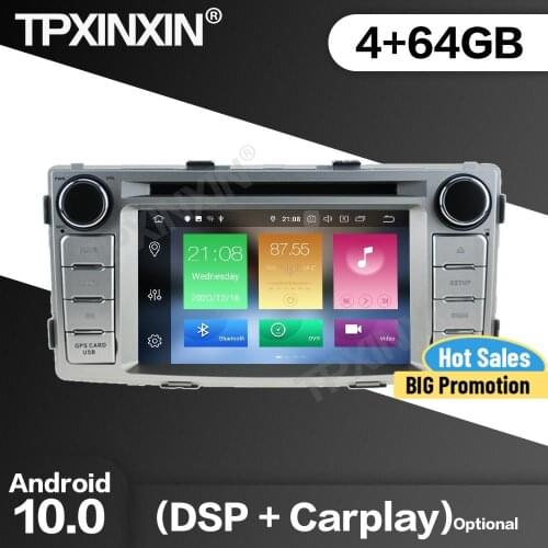 4+64G Car Radio 2Din Stereo Receiver Android 10.0 For TOYOTA HILUX 2012 2013 2014 GPS Navi Multimedia Player Recorder Head Unit
