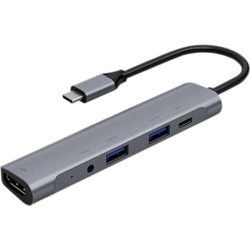 5 In 1 Type-C Dock USB-C HUB PD Charging For PC Notebook, Type-C To 4K HDMI USB 3.0/2.0 With 3.5mm Audio Hub Adapter Splitter