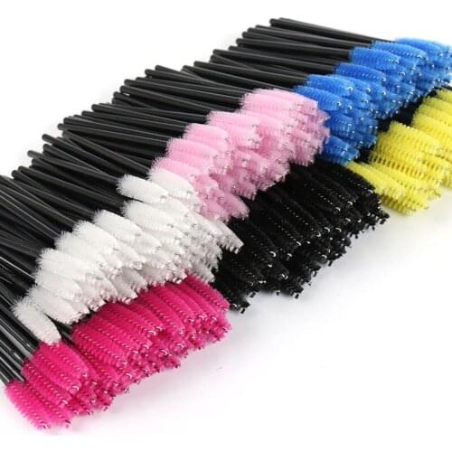 50Pcs/Pack Disposable Eyelash Brush Mascara Wands Curly Eyelashes Extension Tools Mascara Wands Silicone + Plastic Makeup Tools