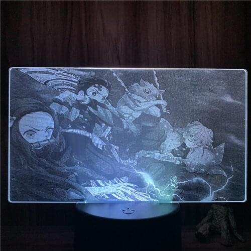 Anime Demon Slayer Animated Real Ver. Zenitsu Tanjirou Action Figure 7 Colors Touch Optical Table Lamp Model 3D Nightlight