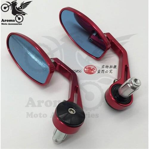 Free shipping motorcycle handle bar end mirror motorbike Rear View Handle Bar End Rearview Side Mirrors for yamaha parts red