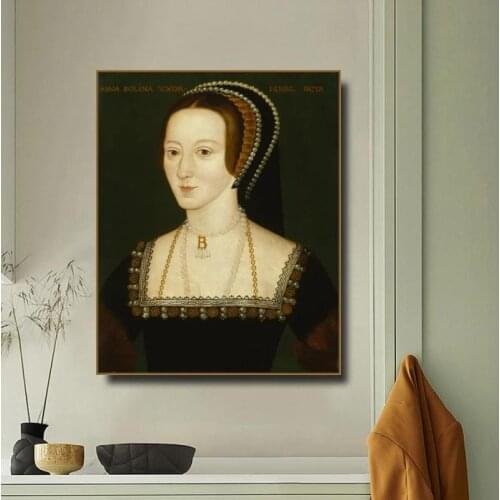 Noble Elegant Woman with Pearl Necklace Renaissance Art Portrait Canvas Printing Frameless Home Decorative Poster