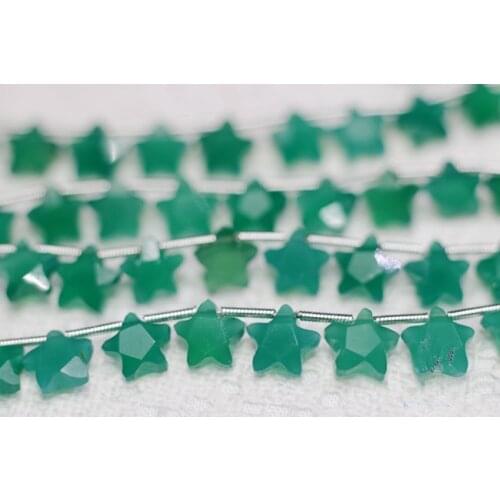 One pcs loose beads green chalcedony star shape faceted 8mm for DIY jewelry making FPPJ wholesale beads nature gem stone