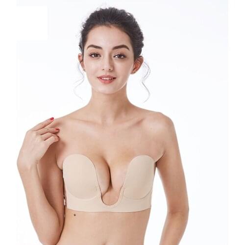 Invisible Bra Strapless Self Adhesive Silicone Push-up Bras for Women Deep U Sexy Bra Push Up Backless Bralette Underwear