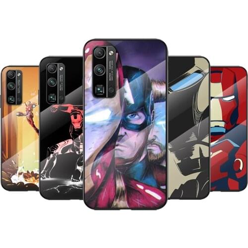 Tempered Glass Cover Iron Man Mecha Marvel For Huawei Honor 30 20 10 9X 8X Pro Plus Lite Shockproof Shell Phone Case