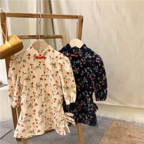 BOBOTCNUNU Kids Girls Dress 2021 New Fashion Long Sleeve Floral Pattern Clothes Spring Autumn Toddler Girl Vestidos Outfist
