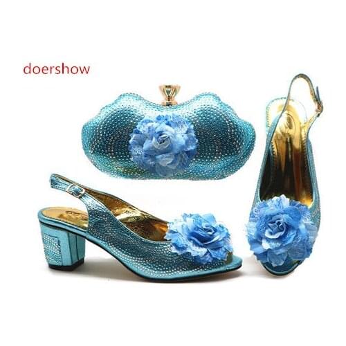 Doershow Italian Matching Shoes and Bag Set African Wedding Shoe and Bag set Italy Shoe and Handbag Summer Set for lady!HTB1-2
