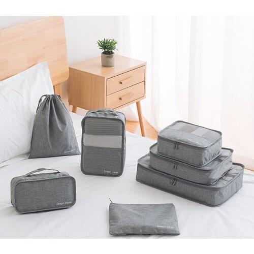 7pcs Travel Home Clothes Quilt Blanket Storage Bags Set Shoes Partition Tidy Organizer Wardrobe Suitcase Pouch Travel Organizer