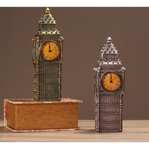 European do old fashioned retro building desk clock Classical architecture decoration clock