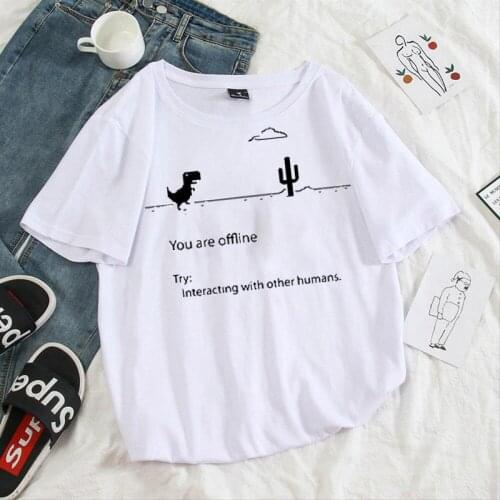 Summer female T-shirt Harajuku Kpop female casual T-shirt dinosaur short-sleeved shirt tee O-neck T-shirt ladies clothing T-shir