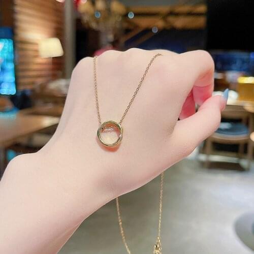 Fashion Metallic Round Circles Pendant Short Necklace For Women Simple Temperament New Jewelry