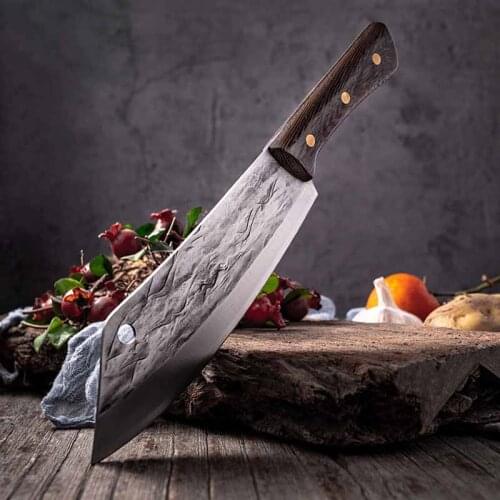 New 8 inch Chef Knife High Carbon Steel Slicing Knife Kitchen Cutting Slicing Meat Cleaver Cooking Knives With Full Tang Handle