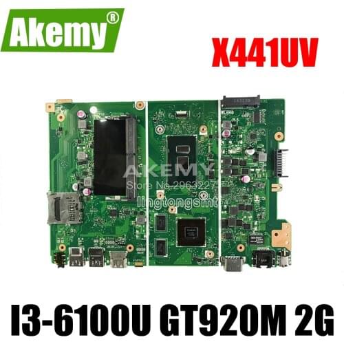 Original For Asus X441UV Laptop Motherboard X441U X441UV REV2.1 i3 6100U Processor Graphic GT 920MX with 2GB VRAM mainboard