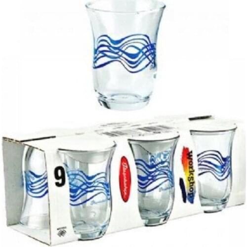 Pasabahce 42191 Blue Wavy Tea Cup 6 Pieces dinner plates тарелки для еды посуда для сервировки plate plateau de service