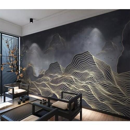 Custom wallpaper 3D new Chinese abstract lines mood landscape background wall paintings 5d decorative wallpaper 8d