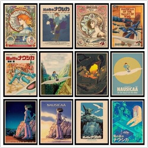 Perfect JL Kaze no tani no Naushika Hayao Miyazaki retro posters kraft wall paper For Home Decor wall stickers HBB27