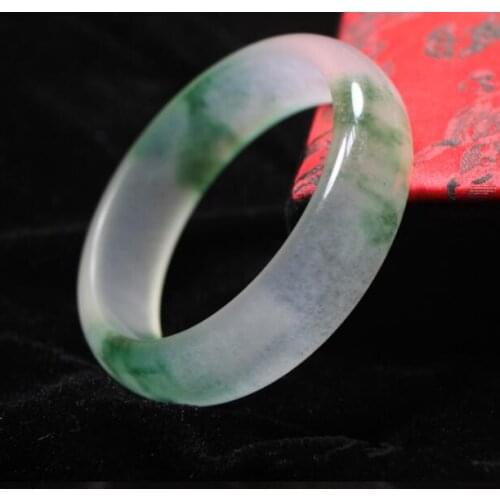 Natural authentic Burmese ice species floating flower jade color jade bracelet female models (Certificate delivery)