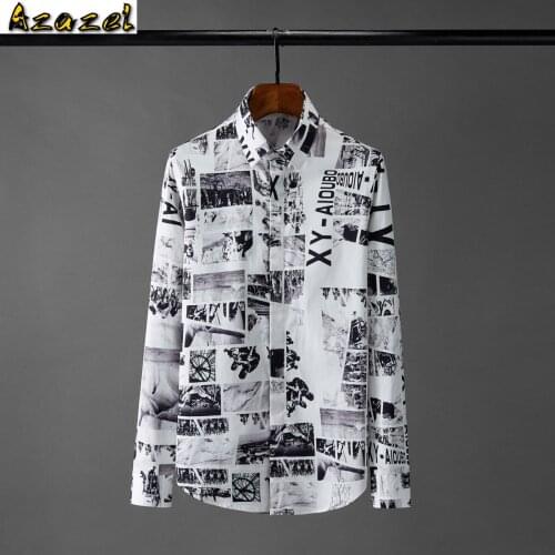 Azazel Mens Shirts High Quality Long Sleeve All Printed Party Mens Dress Shirts Plus Size 4xl Fashion Slim Fit Casual Man Shirts