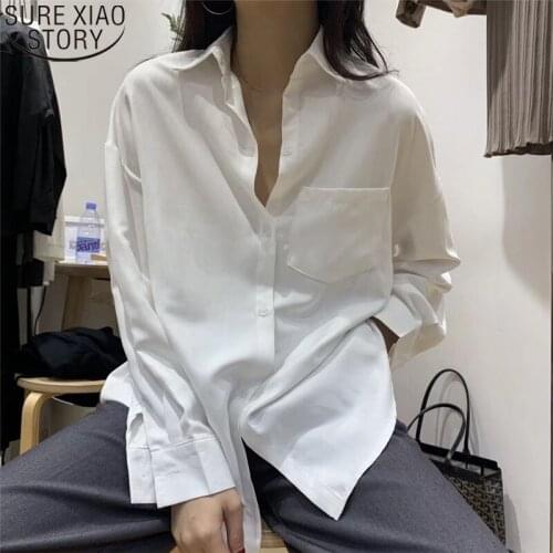 Spring Autumn Button Turn Down Collar Women Shirts Casual Vintage Solid Women Blouse and Tops Female Clothes Blusas Mujer 12658