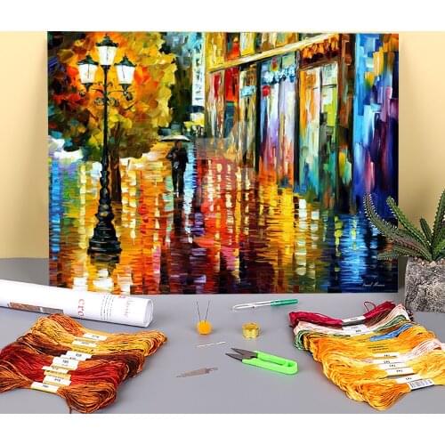 Lost In The Rain Pre-Printed 11CT Cross-Stitch Patterns DIY Embroidery DMC Threads Craft Knitting Sewing Handicraft Counted