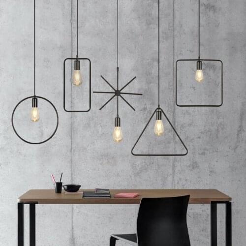Nordic Retro Chandelier LED Loft Geometric Minimalist Home Decor Clothing Store Bar Restaurant Commercial Hanging Lighting 220V