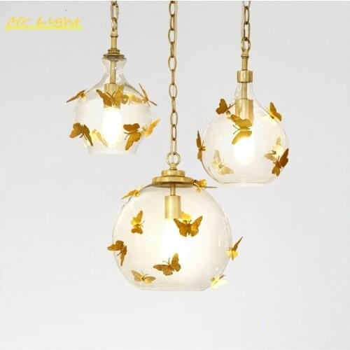 Modern Butterfly Glass Pendant Lights Lighting Nordic Creative Luxury Vanity Light Pendant Lamp Bedroom Home Decor Hanging Lamps