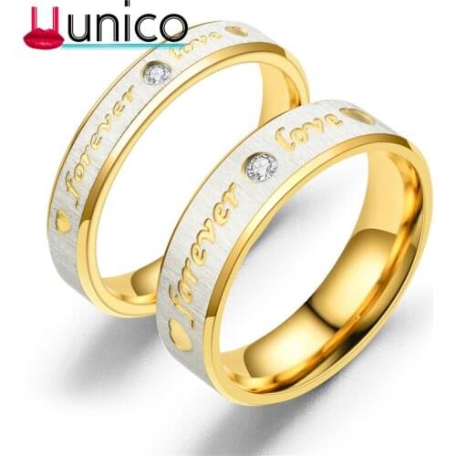 UUNICO 2019 High quality 6mm/4mm Simple Ring Fashion Gold Ring Mens and Womens Exclusive Couple Wedding Gold Ring Wholesale