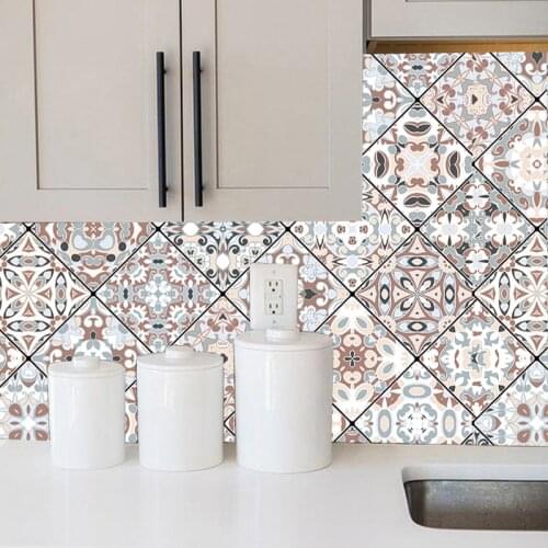 Arabic Retro Tile Stickers For Kitchen Bathroom Kitchen Decoration vinyl tile Waterproof Wall Sticker Art Print Wallpaper