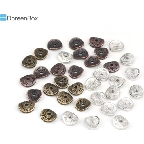100 PCs Doreen Box Vintage Rondelles Spacer Beads Wave Shape Bronze Silver Color For DIY Jewelry Making Accessories 10x9mm