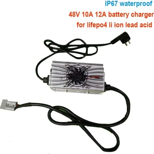 IP67 waterproof 48V 12A 10A 58.8V 14S Charger 58.4v 16S Smart Charger for 48v 150Ah 200Ah lifepo4 LTO lipo lead acid battery