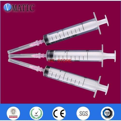 High Quality Non Sterilized 10Pcs 10ml/10cc Liquid Dispenser Dispensing Plastic Syringe With Needle 1/2 Inch