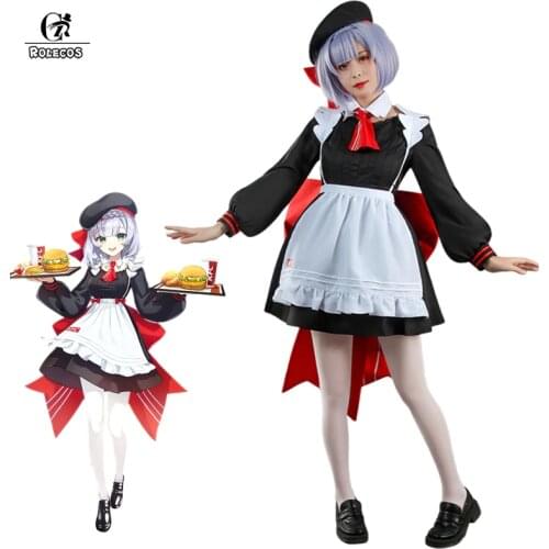 ROLECOS Genshin Impact Noelle Cosplay Costume Game Cosplay Maid Costume for Women Lolita Dress Girl Jk Uniform With Hat Outfit