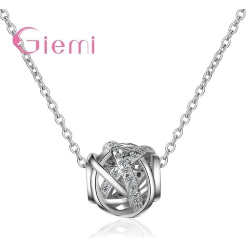 New 925 Sterling Silver Transfer Beads Necklace CZ Stone Lucky Ball Cage Necklaces Pendant For Women Jewelry Bijoux Femme