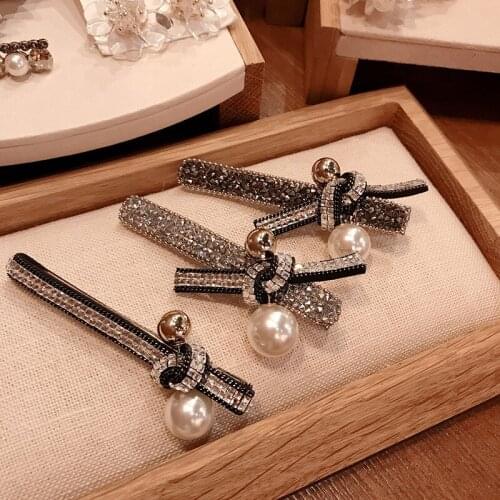 1PC 2020 NEW Luxury Womens Rhinestone Hair Clips Elegant Girls Alloy Pearl Hairpin Princess Hair Accessories HeadWear