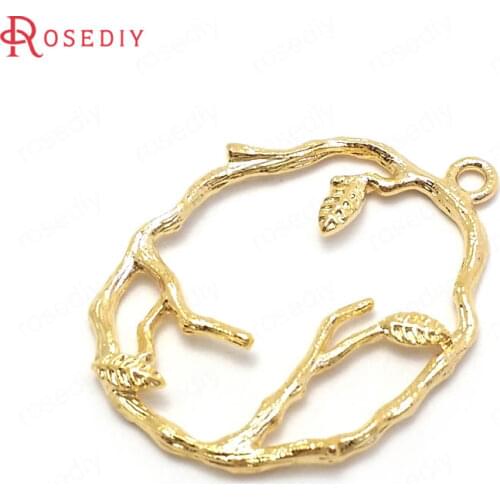 35800-G)10PCS 25x31MM 24K Gold Color Brass with Tree Leaf Oval Shape Charms Pendants High Quality Jewelry Findings Accessories
