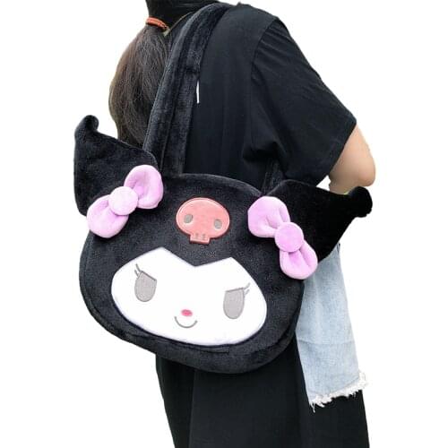 6 Style Anime Figures Kawaii Kuromi My Melody Plush Cinnamoroll Purin Dog Maiden Cute Messenger Bag Handbag Girl Gift