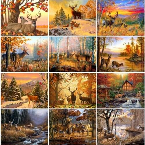 EverShine Diamond Embroidery Animal Full Drill 5D Diamond Painting Deer Cross Stitch Kits Autumn New Arrival Decor For Home