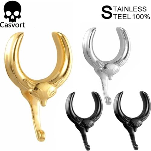 Casvort 2 PCS New Saddle Ear Tunnel Plug Piercing Ring Expander Studs Stretchers Fashion Body Piercing Jewelry Earrings Gift