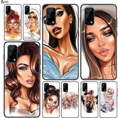 Fashion City Girl for OPPO Realme V15 X5 X3 X50 X7 V5 C21 C17 C11 C3 C2 7 7i 6 6S 6i 5 3 2 Pro Soft Black Phone Case