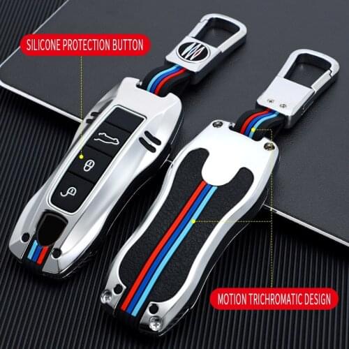 Zinc Alloy Car Key Case For Porsche Boxter Cayman 911 2018 Smart Keyless Remote Fob Cover Keychain Protector Bag Accessories
