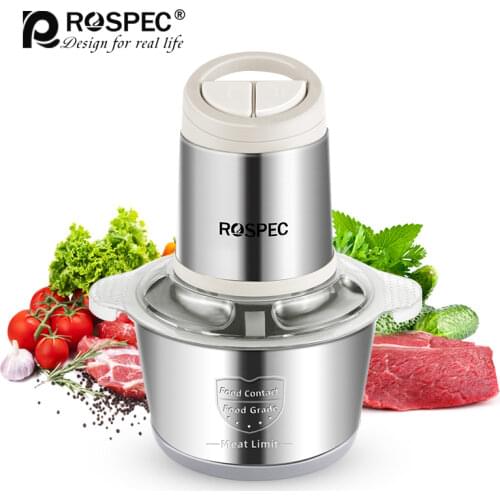 ROSPEC Electric Multi-Functional Chopper Meat Grinder 300W Powerful Food Chopper 2L Stainless Steel Food Processor Slicer Mincer