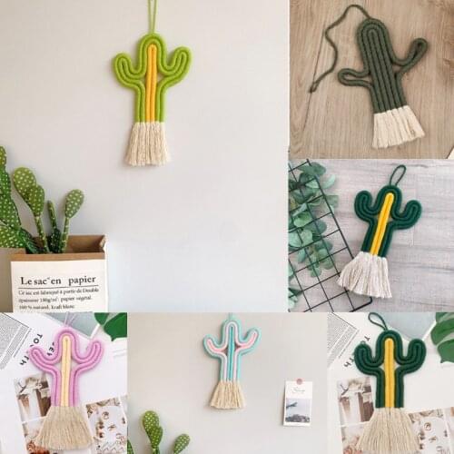 Cactus Tapestry Macrame Wall Hanging Toy Nordic Room Decoration Handmade Weaving Plants Ornament Boho Baby Kids Room Wall Decor