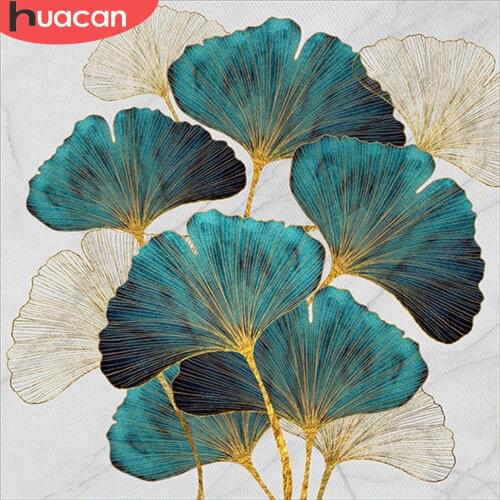HUACAN 5D DIY Diamond Painting Ginkgo Leaves Cross Stitch Kit Diamond Embroidery Flower Picture Of Rhinestone Handmade Gift