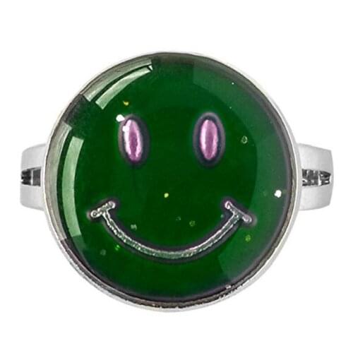 Men women jewelry Round Smile Mood Ring Temperature Color Changing ring Adjustable Smile Face Opening Rings for women